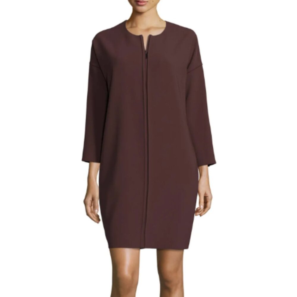 Vince Cocoon Zip Front Dress - Women's Size XS Brown Office Workwear Minimalist